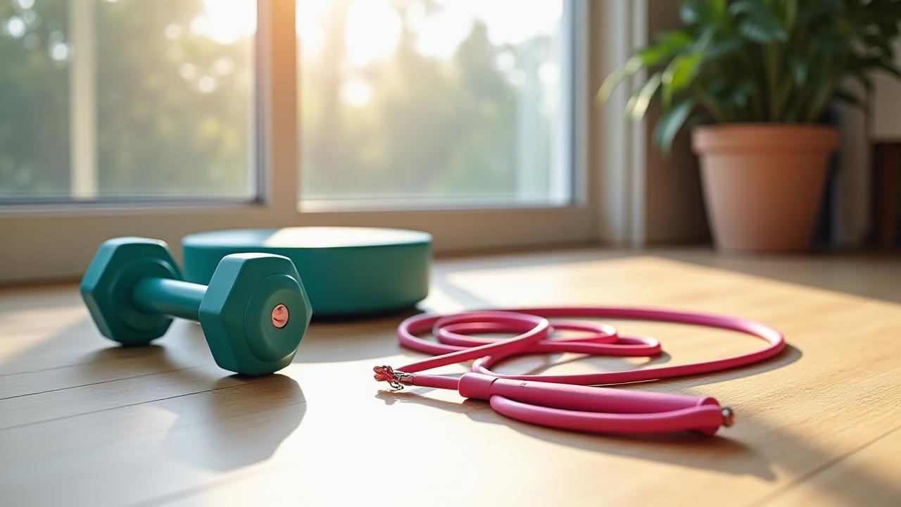 Minimalist home gym bundle arranged in a bright Melbourne apartment corner
